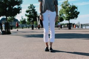 Pantalons blanc cropped Stradivarius