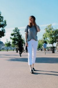 Pantalons blanc cropped Stradivarius