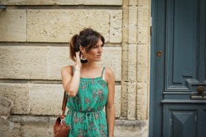 Robe verte fluide fleurie Camaïeu