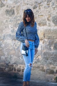 Crop-top vichy Zara et Jean destroy Stradivarius et Sac Mharokyn