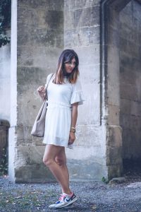 Robe blanche à volants Zaful