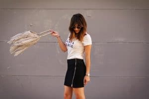 Jupe bi-matière IKKS et t-shirt Raoul et Marcelle