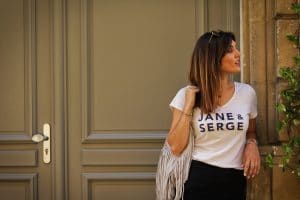 Jupe bi-matière IKKS et t-shirt Raoul et Marcelle