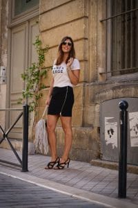 Jupe bi-matière IKKS et t-shirt Raoul et Marcelle