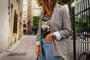 Blazer à carreaux Bershka